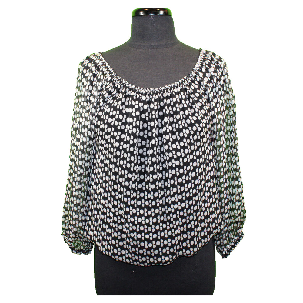 A5 NWoT DIANE VON FURSTENBERG Polka Dot Printed Silk Blouse Top Size M